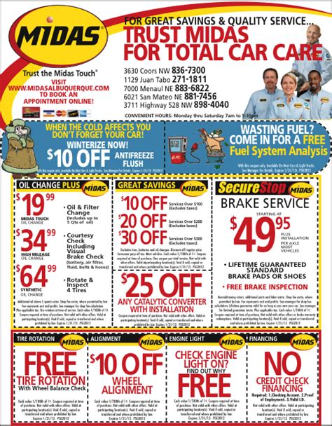 midas albuquerque coupons.
